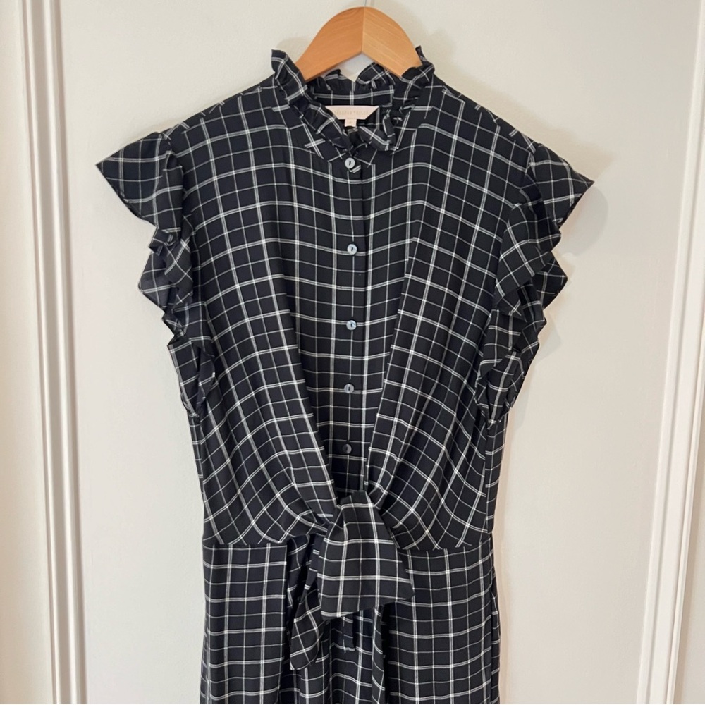 Rebecca Taylor Black Sleeveless Plaid Silk Jumpsuit US 8 ($495) - Picture 5 of 9
